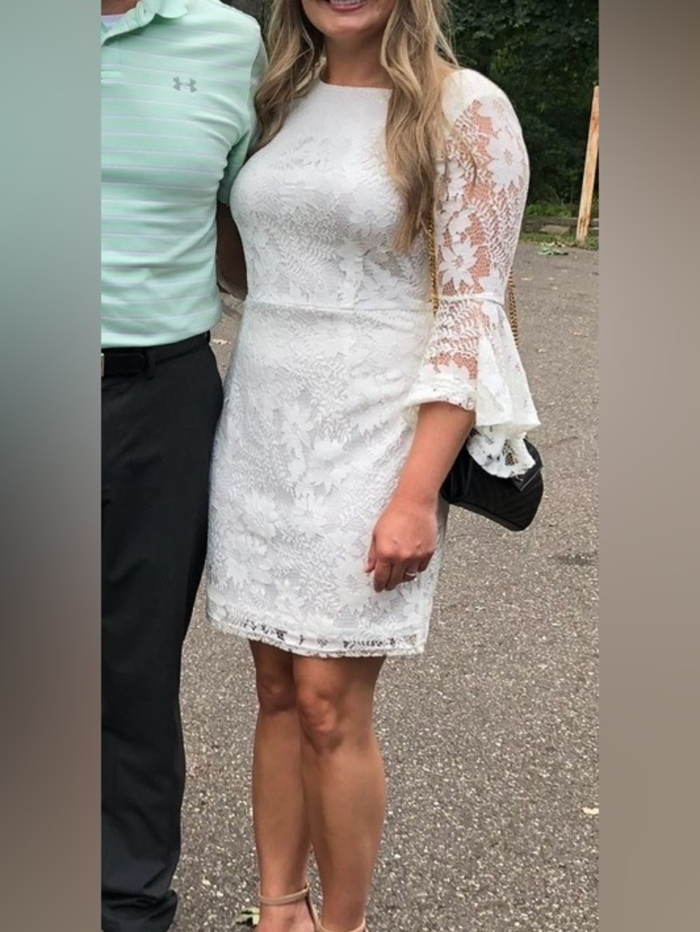 Lulu's White Lace Bell Sleeve Wedding Dress